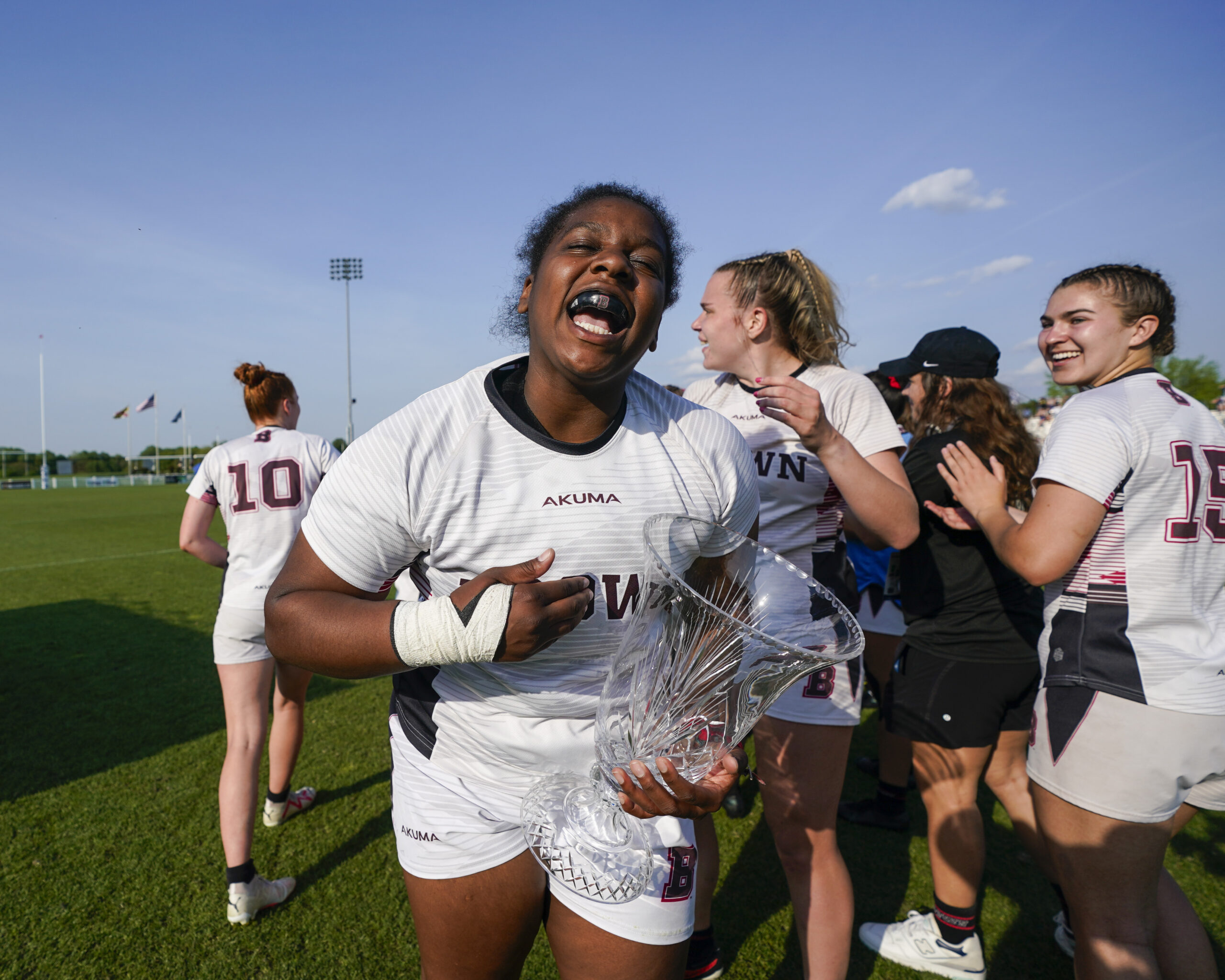 Player holding champion cup from 2025 National 7s